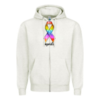 Oatmeal Heather pride ribbon Zipper Hoodie - texasbilliewilder