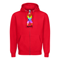 Red pride ribbon Zipper Hoodie - texasbilliewilder