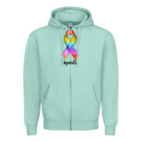 Seafoam pride ribbon Zipper Hoodie - texasbilliewilder