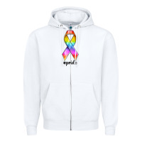 White pride ribbon Zipper Hoodie - texasbilliewilder