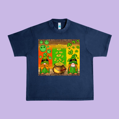 St Patricks Gnomes And Coins With Shamrock Urban Heavy Tee Designed By Artiststas