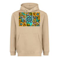 Mushroom western turquoise and sunflowers skinny metal can holder Heavyweight Hoodie - HRA Design Shop