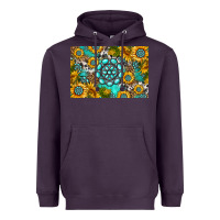 Plum western turquoise and sunflowers skinny metal can holder Heavyweight Hoodie - HRA Design Shop