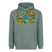 Sage western turquoise and sunflowers skinny metal can holder Heavyweight Hoodie - HRA Design Shop