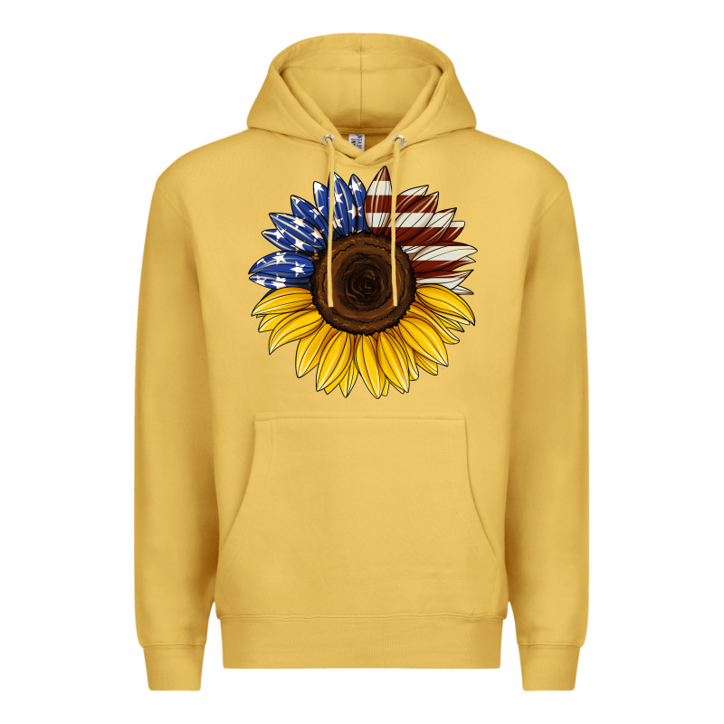 American Flag Sunflower Premium Hoodie by Jasminsmagicworld | Teevron