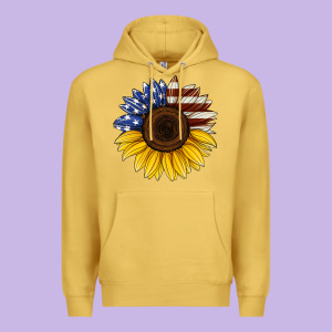 American Flag Sunflower Premium Hoodie Designed By Jasminsmagicworld