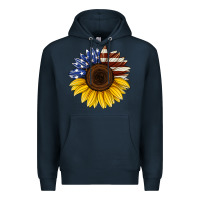 Navy american flag sunflower Premium Hoodie - Jasminsmagicworld