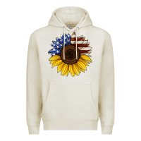 Oatmeal Heather american flag sunflower Premium Hoodie - Jasminsmagicworld