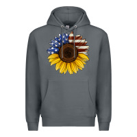Rock american flag sunflower Premium Hoodie - Jasminsmagicworld