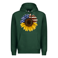 Sports Green american flag sunflower Premium Hoodie - Jasminsmagicworld