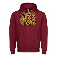 Burgundy Bunny Pattern Zipper Hoodie - RanaPortraitStore