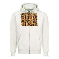 Oatmeal Heather Bunny Pattern Zipper Hoodie - RanaPortraitStore