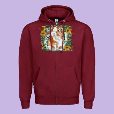 Zipper Hoodie Bunny With Flower Leopard