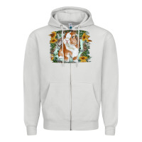 Dove Grey Bunny With Flower Leopard Zipper Hoodie - RanaPortraitStore