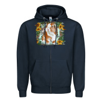 Navy Bunny With Flower Leopard Zipper Hoodie - RanaPortraitStore