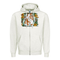 Oatmeal Heather Bunny With Flower Leopard Zipper Hoodie - RanaPortraitStore