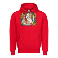 Red Bunny With Flower Leopard Zipper Hoodie - RanaPortraitStore