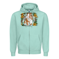 Seafoam Bunny With Flower Leopard Zipper Hoodie - RanaPortraitStore