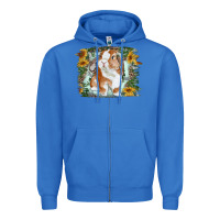 True Royal Bunny With Flower Leopard Zipper Hoodie - RanaPortraitStore