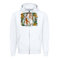 White Bunny With Flower Leopard Zipper Hoodie - RanaPortraitStore
