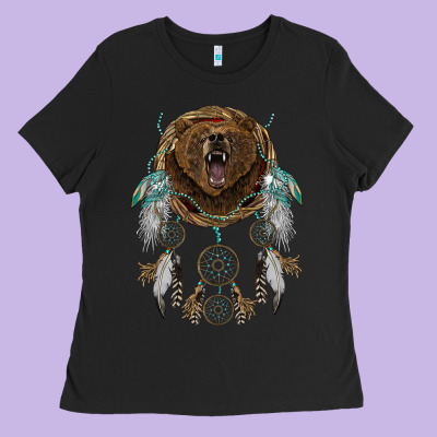 Bear  Native Dreamcatcher Ladies Tee Designed By Barkaloodesign