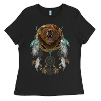 Black bear  native dreamcatcher Ladies Tee - BarkalooDesign