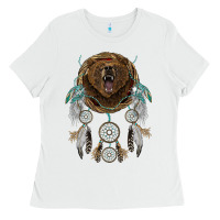 White bear  native dreamcatcher Ladies Tee - BarkalooDesign