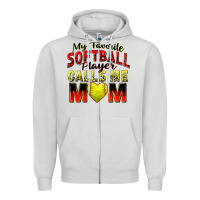 Dove Grey my favorite softball player calls me mom Zipper Hoodie - Zillion Design Studio