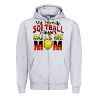 My Favorite Softball Player Calls Me Mom Zipper Hoodie | Teevron