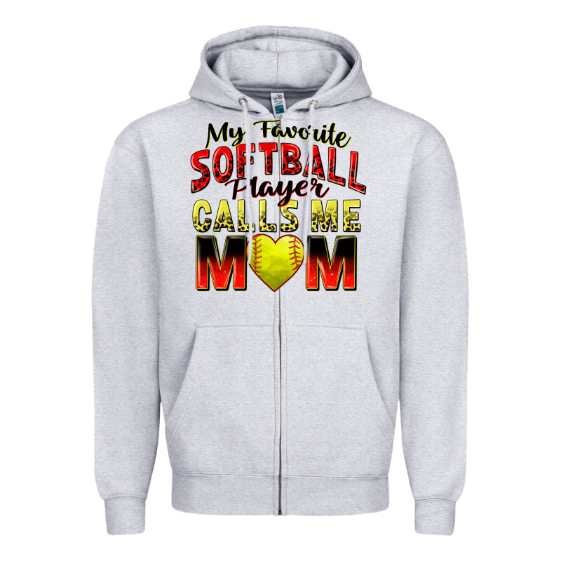 My Favorite Softball Player Calls Me Mom Zipper Hoodie by Zillion Design Studio | Teevron