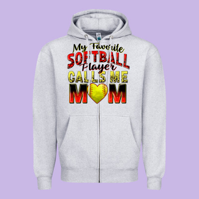Zipper Hoodie my favorite softball player calls me mom