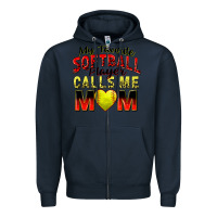 Navy my favorite softball player calls me mom Zipper Hoodie - Zillion Design Studio