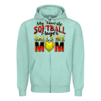 Seafoam my favorite softball player calls me mom Zipper Hoodie - Zillion Design Studio
