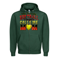Sports Green my favorite softball player calls me mom Zipper Hoodie - Zillion Design Studio