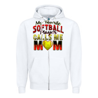 White my favorite softball player calls me mom Zipper Hoodie - Zillion Design Studio