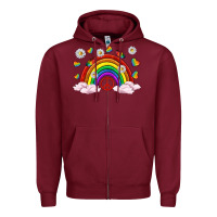 Burgundy pride rainbow with daisy and butterfly Zipper Hoodie - texasbilliewilder