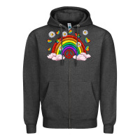 Charcoal Heather pride rainbow with daisy and butterfly Zipper Hoodie - texasbilliewilder