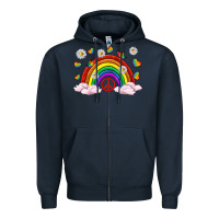 Navy pride rainbow with daisy and butterfly Zipper Hoodie - texasbilliewilder