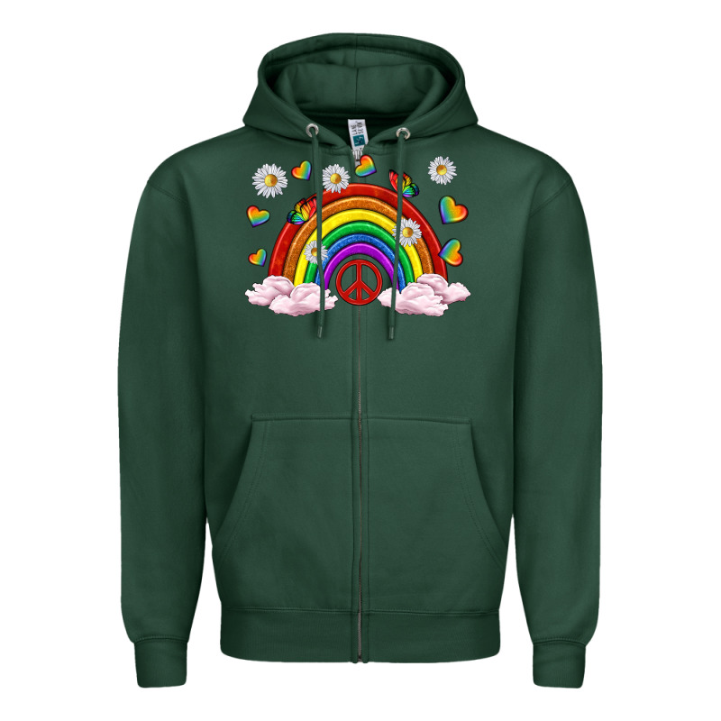 Pride Rainbow With Daisy And Butterfly Zipper Hoodie by texasbilliewilder | Teevron