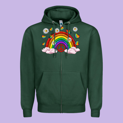 Zipper Hoodie pride rainbow with daisy and butterfly