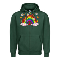 Sports Green pride rainbow with daisy and butterfly Zipper Hoodie - texasbilliewilder