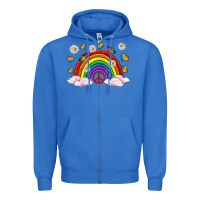 True Royal pride rainbow with daisy and butterfly Zipper Hoodie - texasbilliewilder