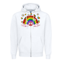 White pride rainbow with daisy and butterfly Zipper Hoodie - texasbilliewilder