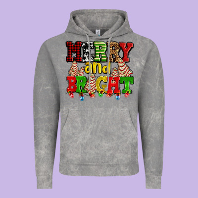 Merry And Bright With Christmas Tree  Cakes Ado Vintage Hoodie Designed By Adodesignshop