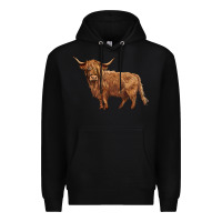 Black highland cow Premium Hoodie - BarkalooDesign