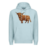 Blue Mist highland cow Premium Hoodie - BarkalooDesign