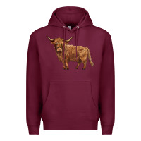 Burgundy highland cow Premium Hoodie - BarkalooDesign