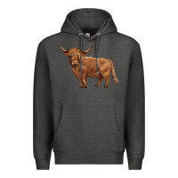 Charcoal Heather highland cow Premium Hoodie - BarkalooDesign