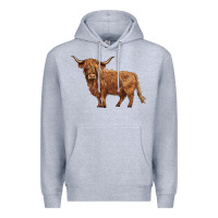 Heather Grey highland cow Premium Hoodie - BarkalooDesign