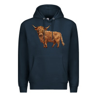 Navy highland cow Premium Hoodie - BarkalooDesign